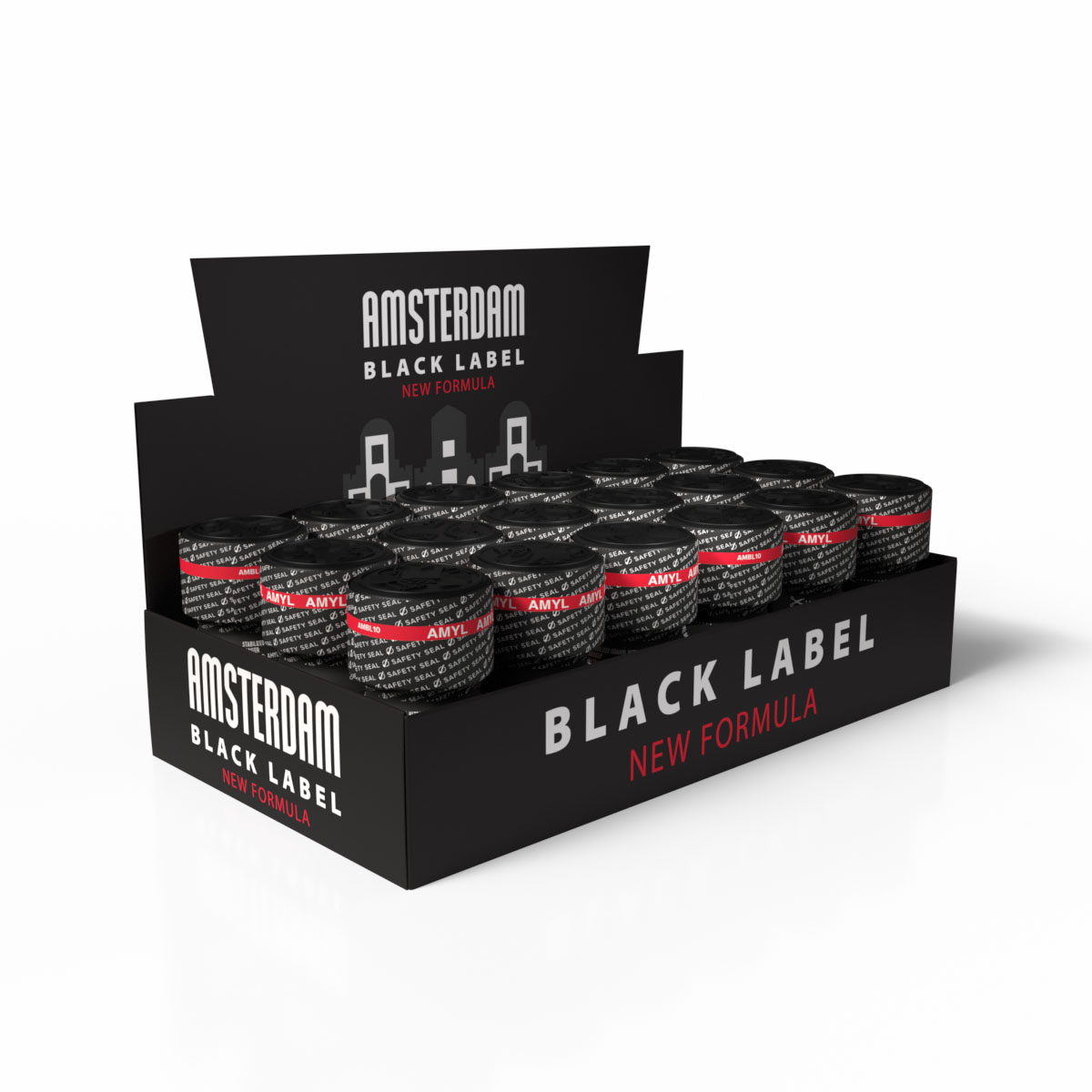 Présentoir Amsterdam Black Label — tray 18 pièces