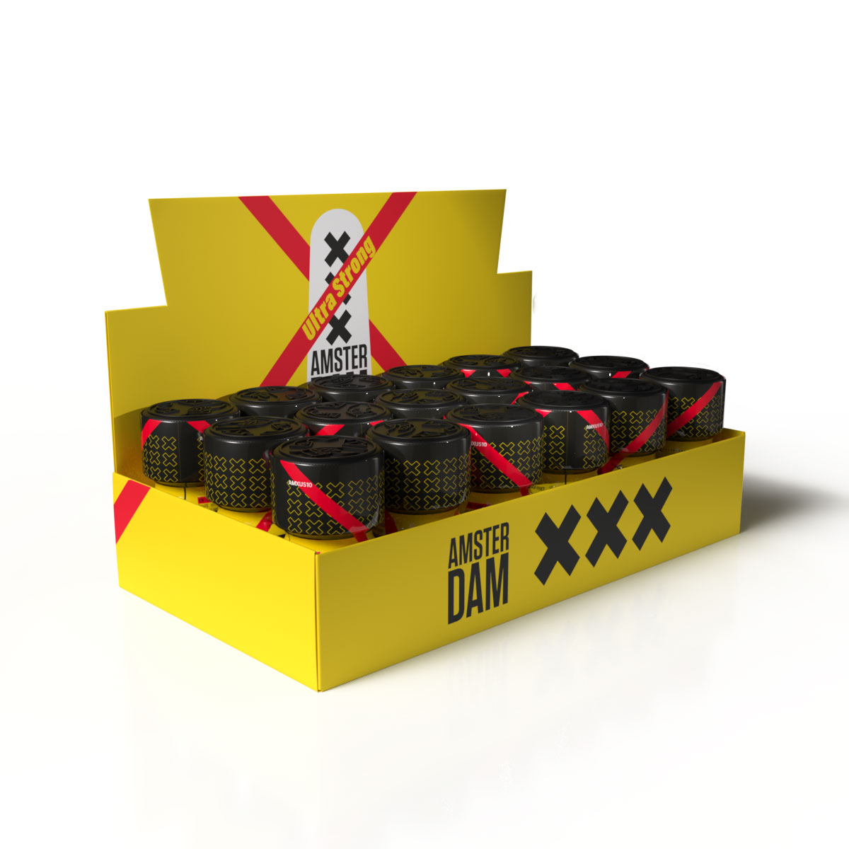 Présentoir Amsterdam XXX Ultra Strong — tray 18 pièces
